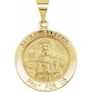 14K Yellow 18 mm Round Hollow Saint Barbara Medal