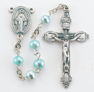 5MM Imitation Light Blue Pear Rosary