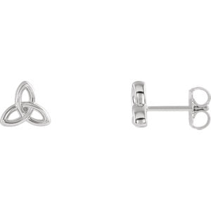 14K White Celtic-Inspired Trinity Earrings