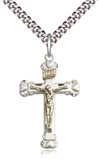 Two-Tone GF/SS Crucifix Medal Catholic Jewelry