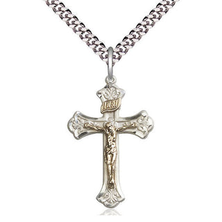 Two-Tone GF/SS Crucifix Medal Catholic Jewelry