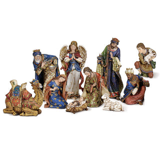 19-Inch 10 Pc Ornate Nativity Set