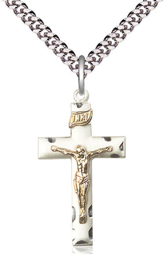 Two-Tone GF/SS Crucifix Medal Catholic Jewelry