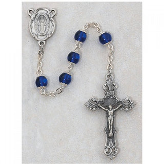 6MM Blue Capped Rosary - SALE
