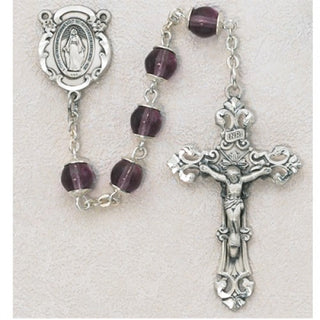 Sterling Silver 6MM Amethyst Capped Rosary