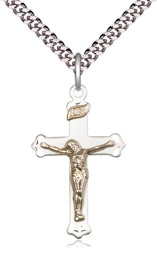 Two-Tone GF/SS Crucifix Medal Catholic Jewelry