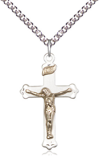 Two-Tone GF/SS Crucifix Medal Catholic Jewelry
