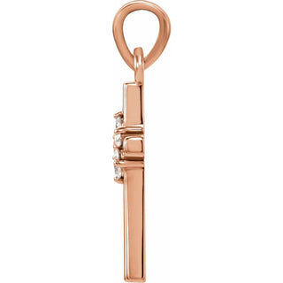 14K Rose .06 CTW Natural Diamond Cross Pendant