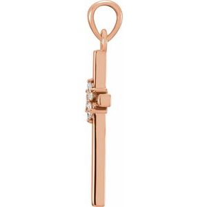 14K Rose .06 CTW Natural Diamond Cross Pendant