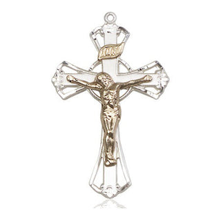 Two-Tone GF/SS Crucifix Medal Catholic Jewelry