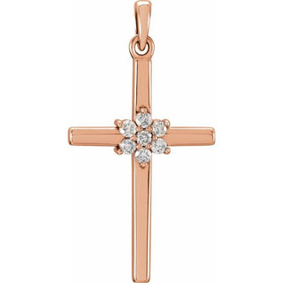 14K Rose 1/10 CTW Natural Diamond Cross Pendant
