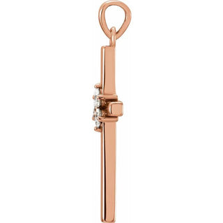 14K Rose 1/10 CTW Natural Diamond Cross Pendant