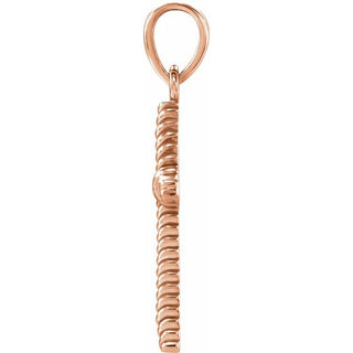 14K Rose 17.5x11.3 mm Rope Cross Pendant  