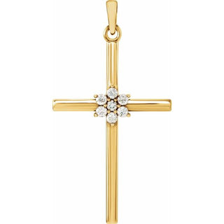 14K Yellow 1/10 CTW Natural Diamond Cross Pendant