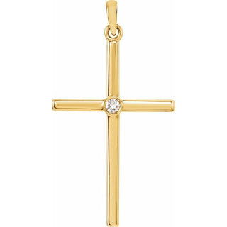 14K Yellow .03 CT Natural Diamond Cross Pendant