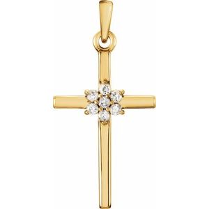 14K Yellow .06 CTW Natural Diamond Cross Pendant