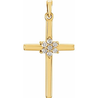 14K Yellow 1/10 CTW Natural Diamond Cross Pendant
