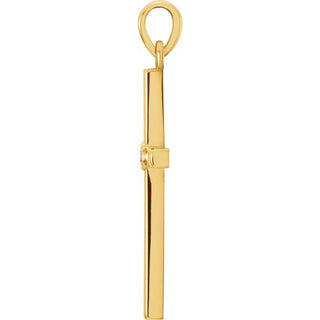 14K Yellow .02 CT Natural Diamond Cross Pendant