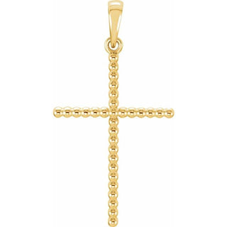 14K Yellow Beaded Cross Pendant