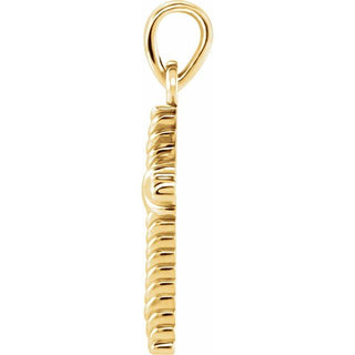 14K Yellow 13.5x8.6 mm Rope Cross Pendant  