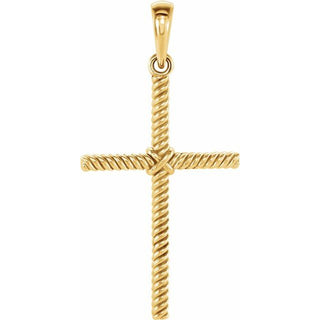 10K Yellow 25.4x16.2 mm Rope Cross Pendant
