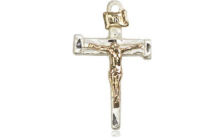 Two-Tone GF/SS Nail Crucifix Medal Religious Jewelry