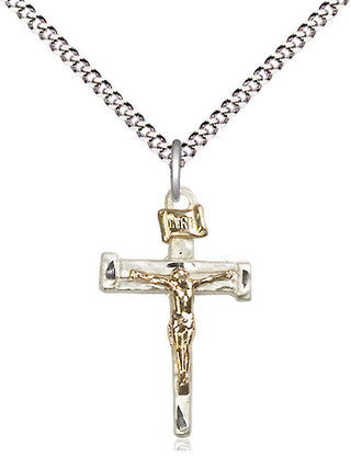 Two-Tone GF/SS Nail Crucifix Medal Religious Jewelry
