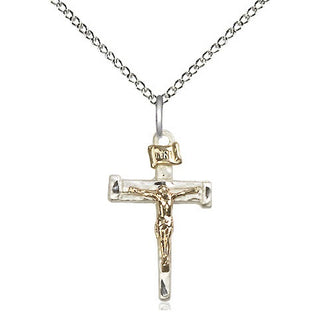 Two-Tone GF/SS Nail Crucifix Medal Religious Jewelry
