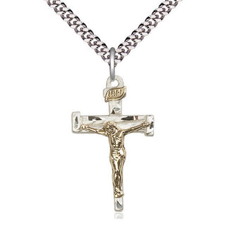 Two-Tone GF/SS Nail Crucifix Medal Catholic Jewelry