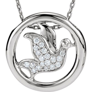 Sterling Silver 1/8 CTW Natural Diamond Dove Circle 18" Necklace