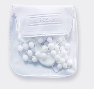 White Cord Rosary In Vinyl Pouch