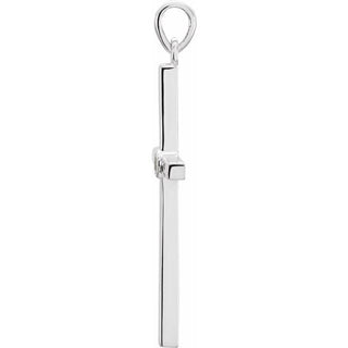 14K White Natural Aquamarine Cross Pendant