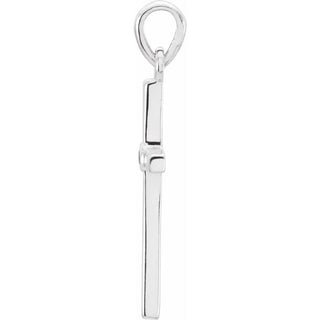 14K White Natural Emerald Cross Pendant