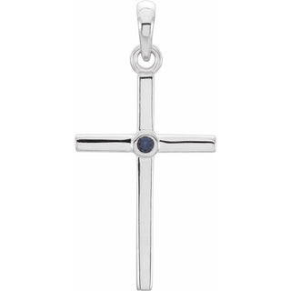 Platinum Natural Blue Sapphire Cross Pendant