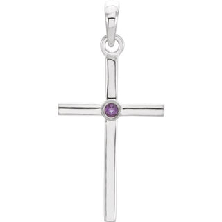 Platinum Natural Amethyst Cross Pendant