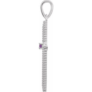 Platinum Natural Amethyst Cross Pendant