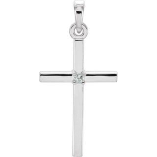Platinum Natural Aquamarine Cross Pendant
