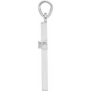 Platinum Natural Aquamarine Cross Pendant