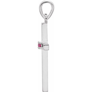 Platinum Natural Ruby Cross Pendant
