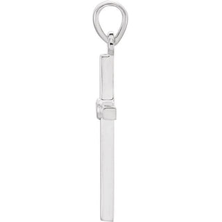 14K White Natural Blue Sapphire Cross Pendant