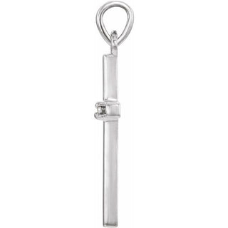 14K White Natural White Sapphire Cross Pendant