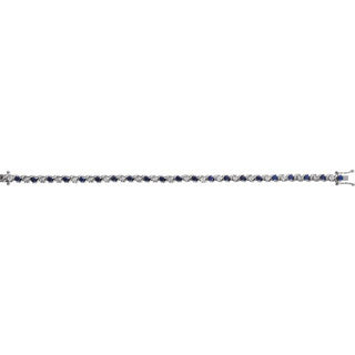 14K White Lab-Grown Blue Sapphire & 1/10 CTW Natural Diamond Line 7" Bracelet