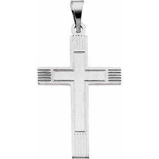 14K White 28x18 mm Cross Pendant