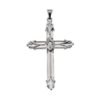 14K White .06 CTW Natural Diamond Cross Pendant