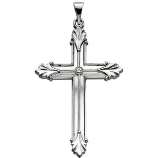14K White 40.5x25.5 mm Cross Pendant