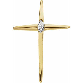 14K Yellow 1/8 CT Natural Diamond Cross Pendant 