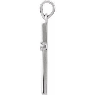 14K White .015 CT Natural Diamond Cross Pendant