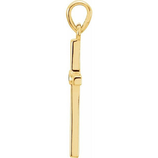 14K Yellow Natural Emerald Cross Pendant