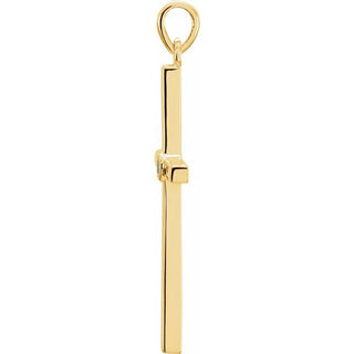 14K Yellow Natural Aquamarine Cross Pendant