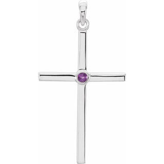 Platinum Natural Amethyst Cross Pendant